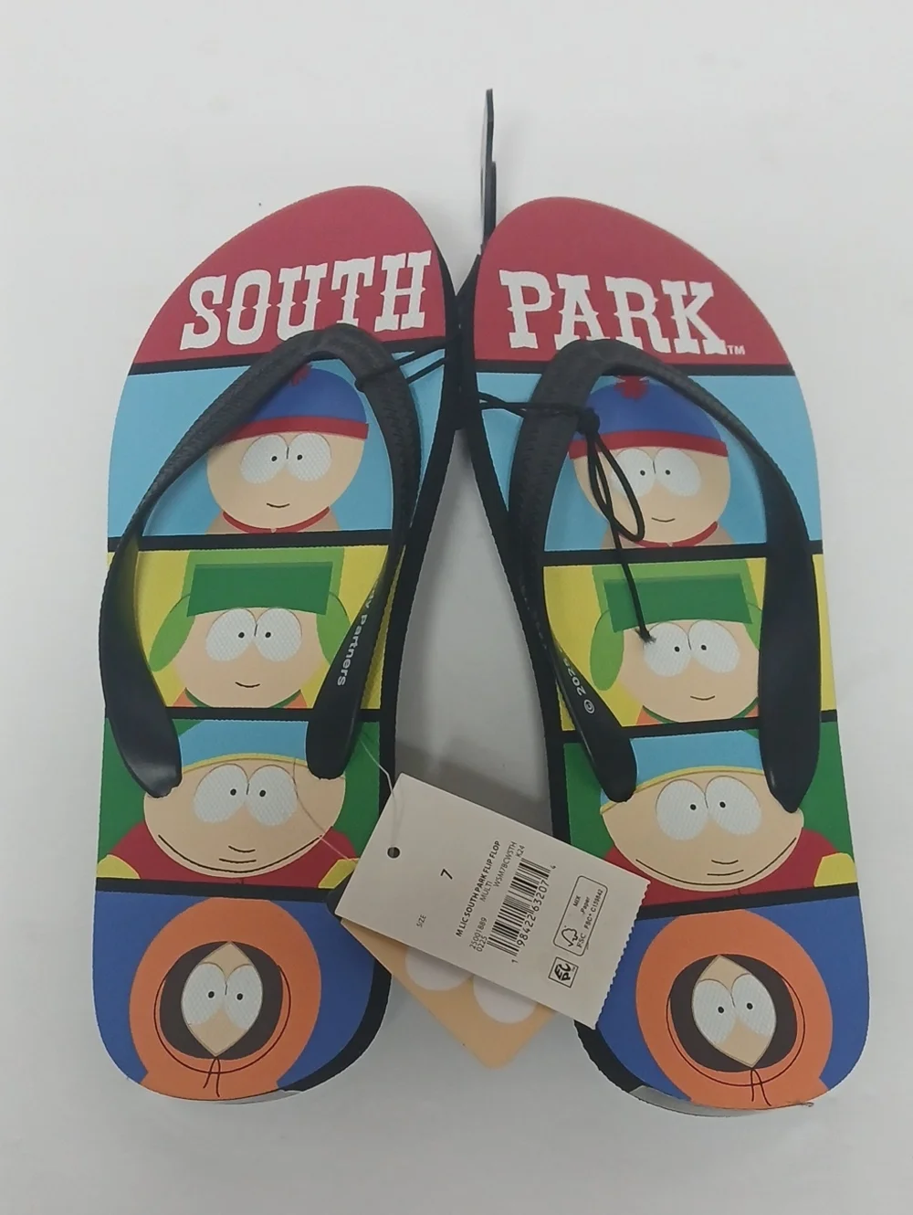 South Park Multicolor Character Flip Flops Size 7 New